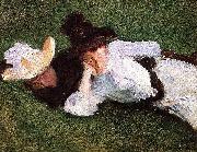 John Singer Sargent Two Girls Lying on the Grass painting